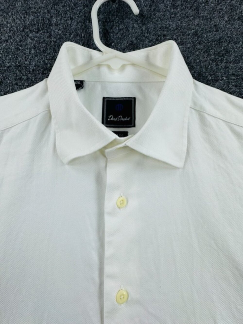 David Donahue 17 34/35 Trim White Long Sleeve Cotton Button Up Premium Shirt Men